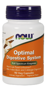NOWÂ® Optimal Digestive System contains a blend of non-GMO fungal-derived enzymes that will aid in the digestion of most foods, including beans and cruciferous vegetables..